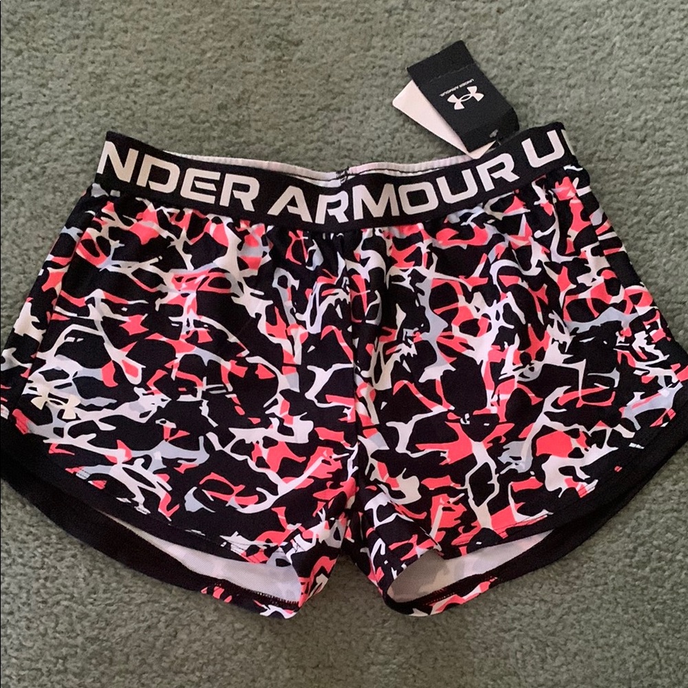 Under Armour Shorts Youth Girls Active L 12 YLG Athletic Pink Black